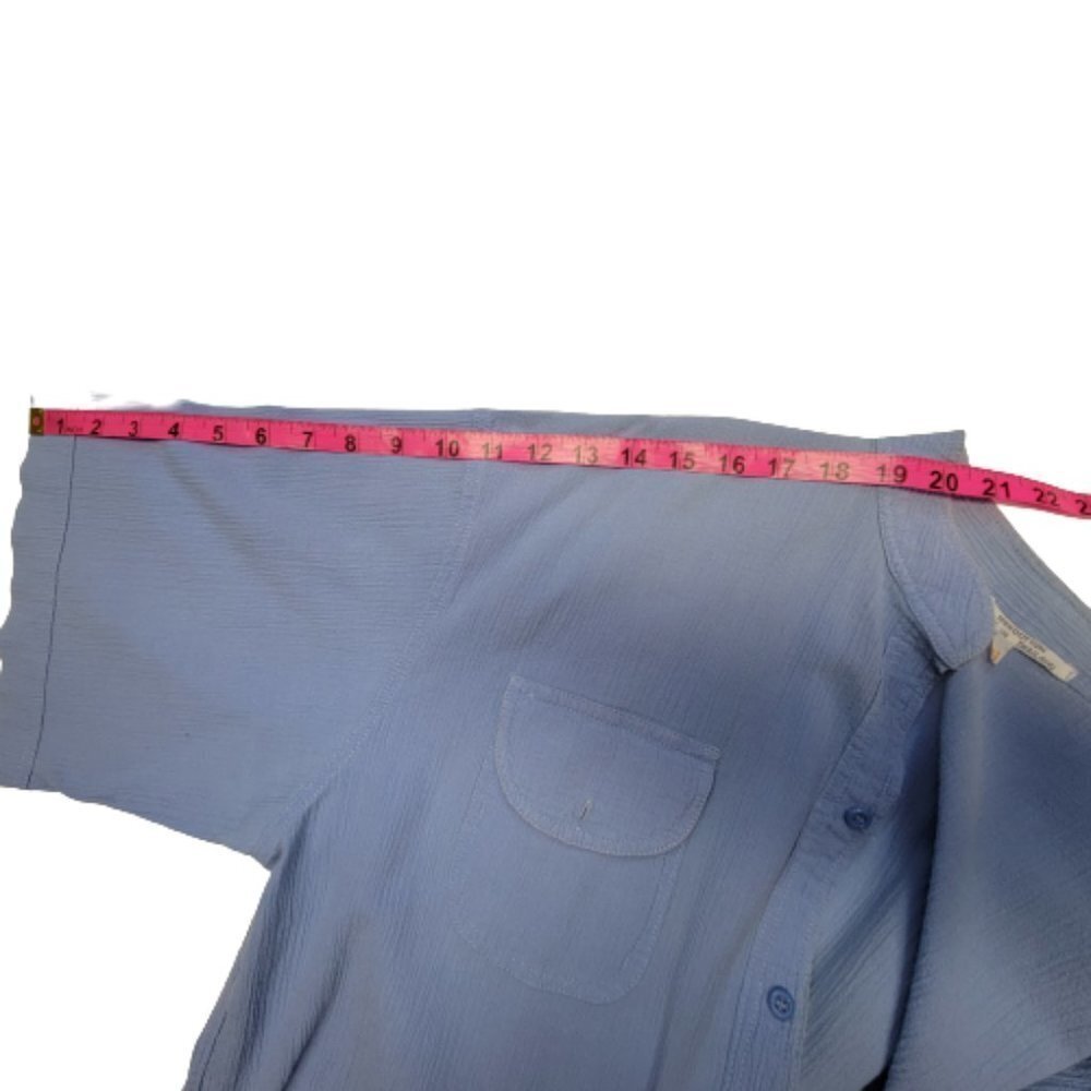 Large Solid Blue Button Down Casual Cotton Shirt- UNISEX - Picture 6 of 13